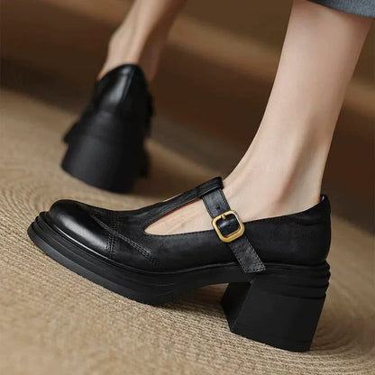 Madison | Zapatos clásicos de cuero con tira en T para mujer
