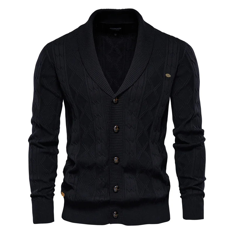 Men's Cardigan with Button Placket