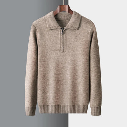 William | Suéter de punto de invierno con media cremallera para hombre 
