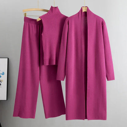 Jessica | Conjunto de tres piezas de cárdigan y pantalón para mujer