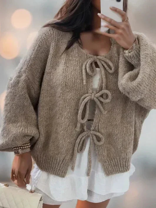 Jasmine | Women’s Chunky Winter Knotted Front Cardigan