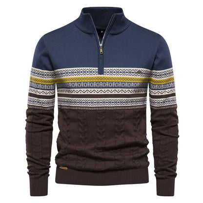 Henry™ - Elegante suéter Fair Isle con media cremallera