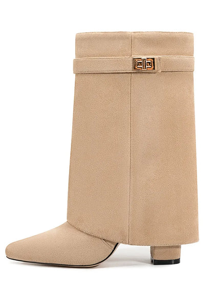 Women’s Leather Thigh-High Boots with Buckle