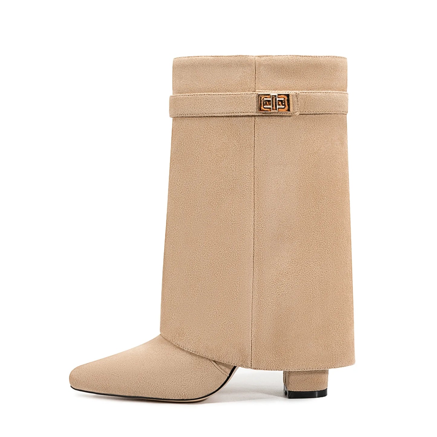 Women’s Leather Thigh-High Boots with Buckle