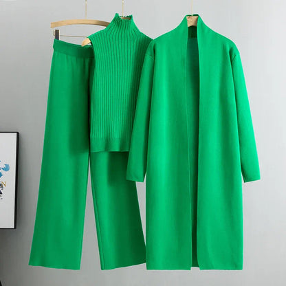 Jessica | Conjunto de tres piezas de cárdigan y pantalón para mujer