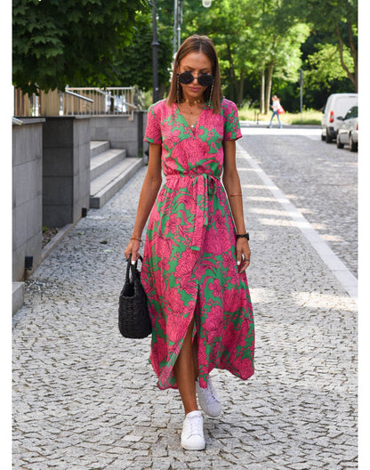 Tzahalit™ | Vestido floral de cuello en V elegante