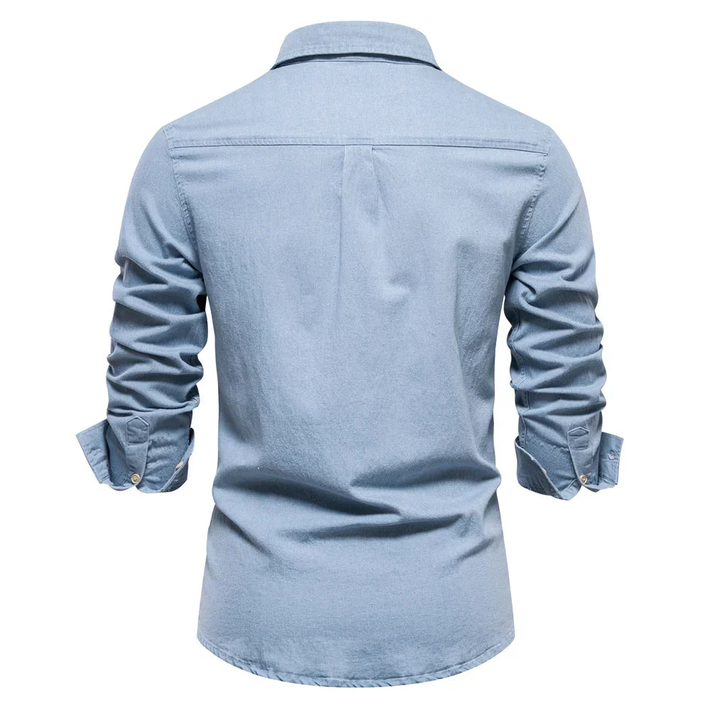 Hunter | Men’s Light Blue Denim Button-Up Shirt
