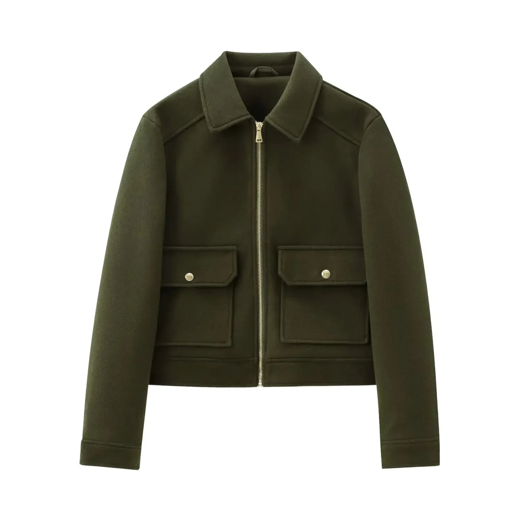 Women’s Zippered Wool Bomber Jacket