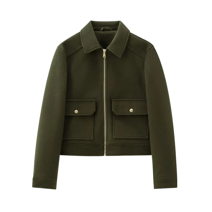 Women’s Zippered Wool Bomber Jacket