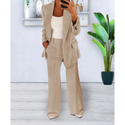 Chic Formal Suit Set with Tailored Long Blazer for Women