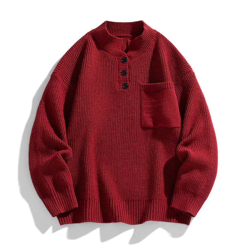 Men’s Winter Buttoned Knit Pullover