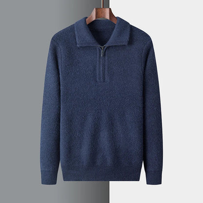 William | Suéter de punto de invierno con media cremallera para hombre 