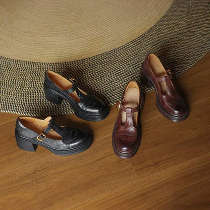 Madison | Zapatos clásicos de cuero con tira en T para mujer