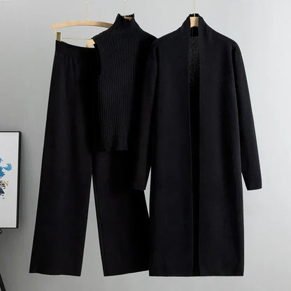 Jessica | Conjunto de tres piezas de cárdigan y pantalón para mujer