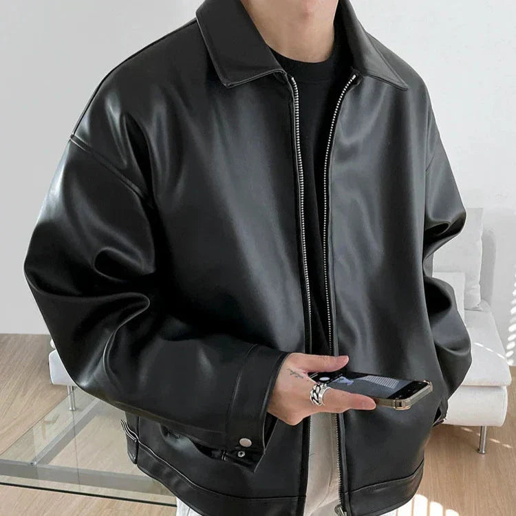 Men’s Oversized Leather Bomber Jacket