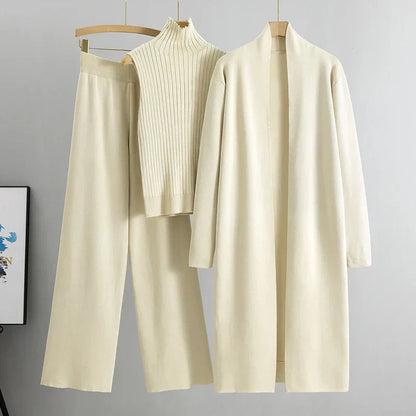 Jessica | Conjunto de tres piezas de cárdigan y pantalón para mujer