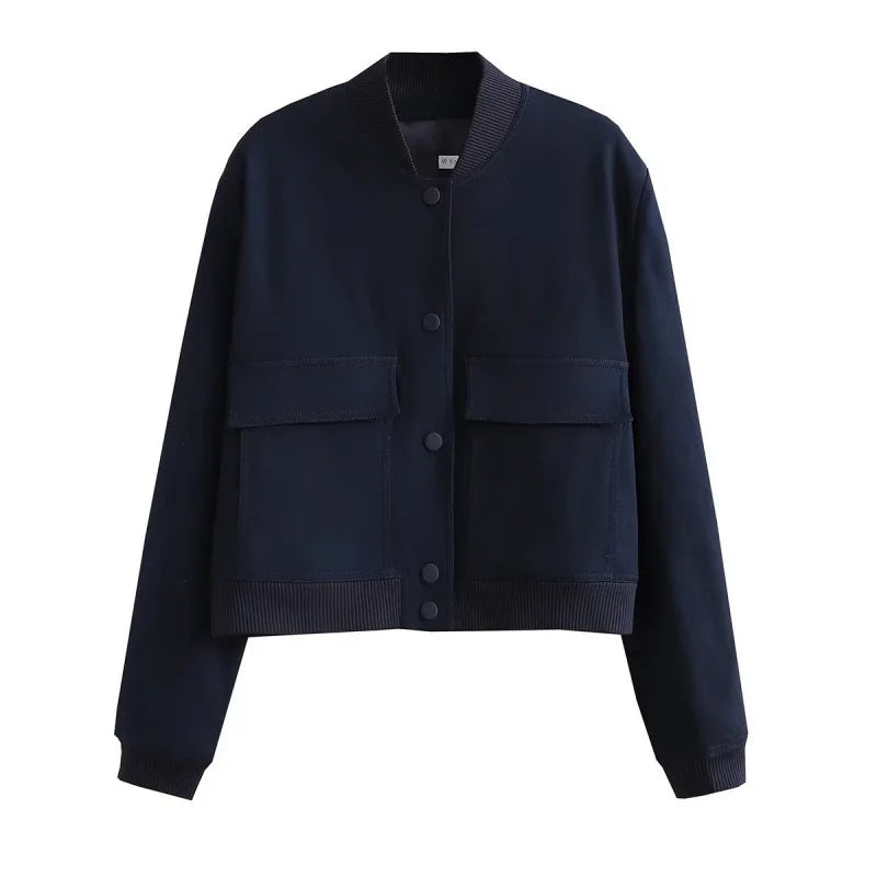 Clara | Chaqueta bomber informal con bolsillo frontal para mujer
