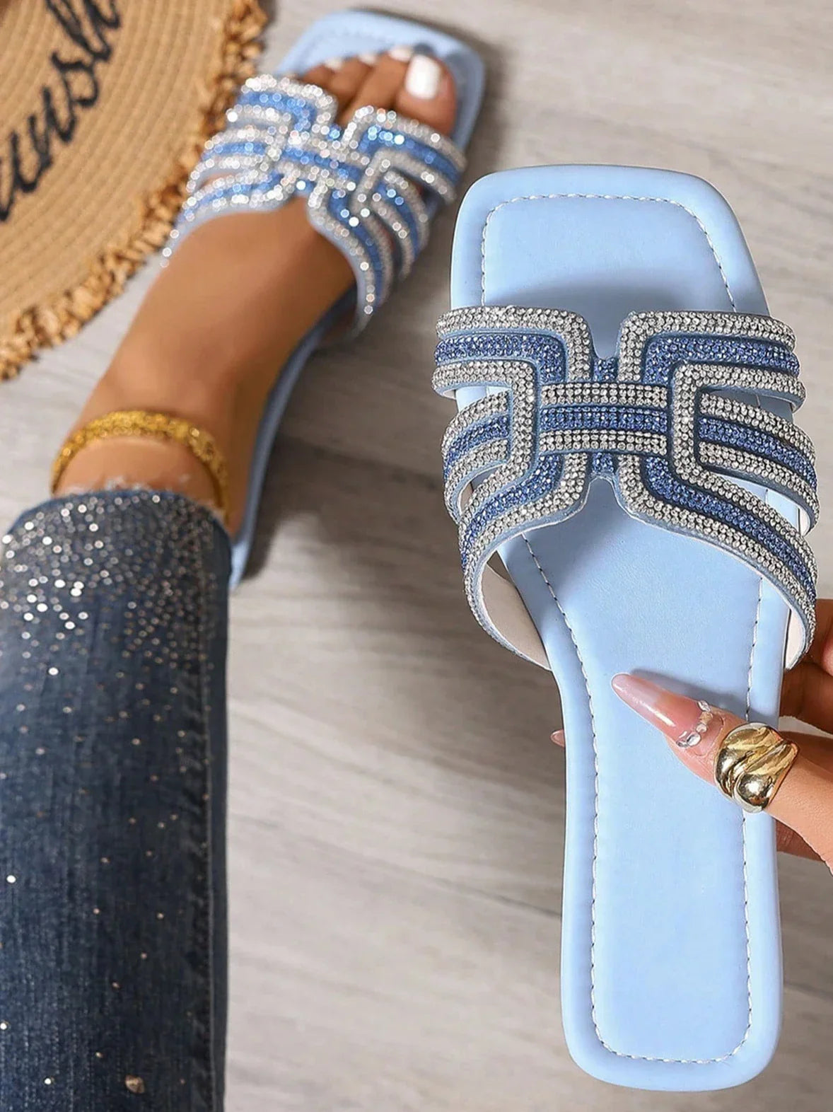 Crystal Slide Sandals