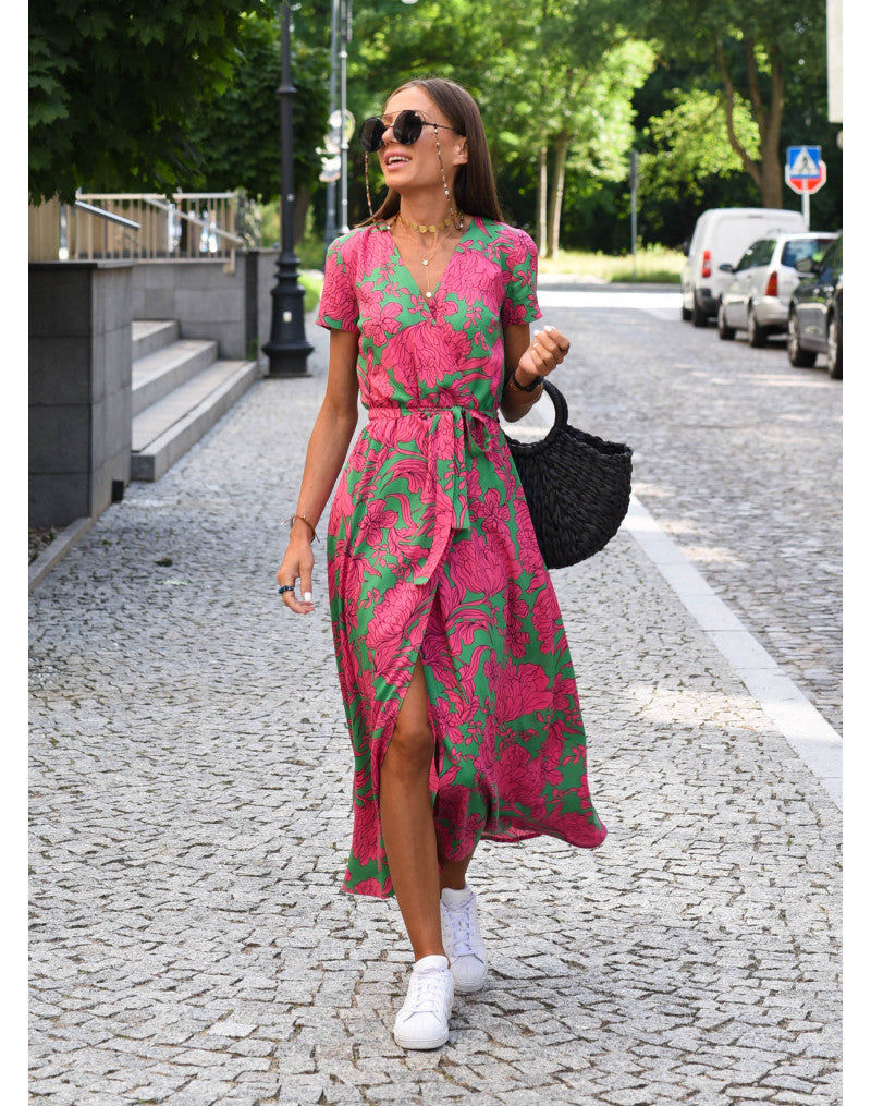 Tzahalit™ | Vestido floral de cuello en V elegante