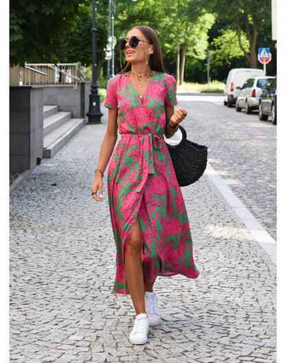 Tzahalit™ | Vestido floral de cuello en V elegante