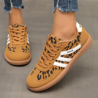 Riley| Zapatillas deportivas elásticas con estampado de leopardo para mujer