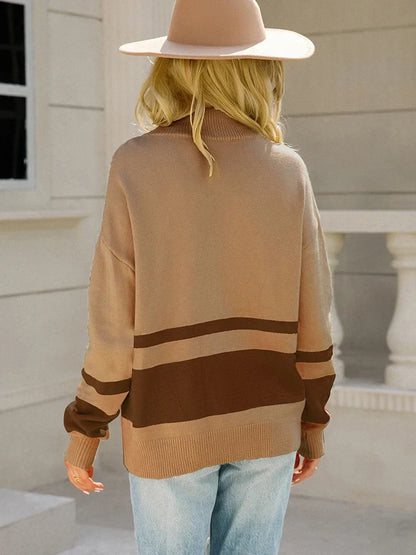 Alice | Women’s Winter Striped Half-Zip Sweater