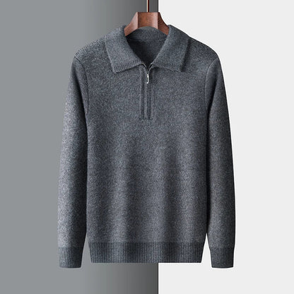 William | Suéter de punto de invierno con media cremallera para hombre 