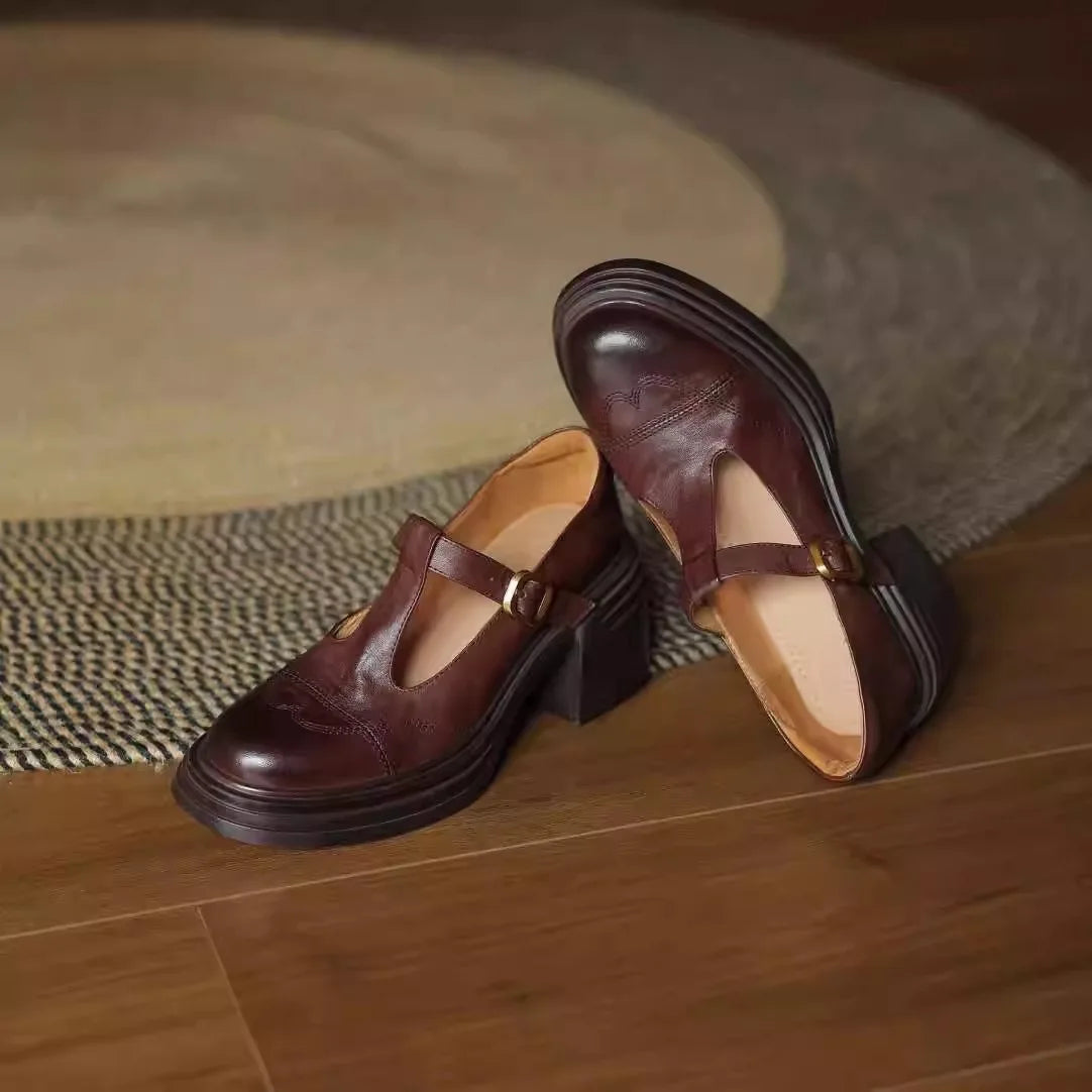 Madison | Zapatos clásicos de cuero con tira en T para mujer