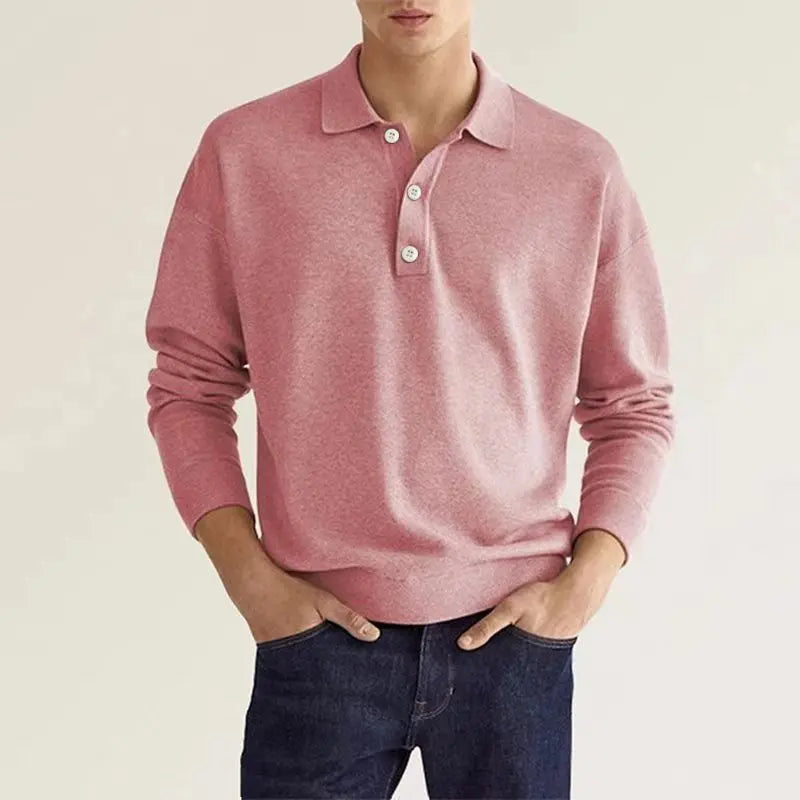 Clyde | Men’s Long Sleeve Casual Knit Polo Shirt