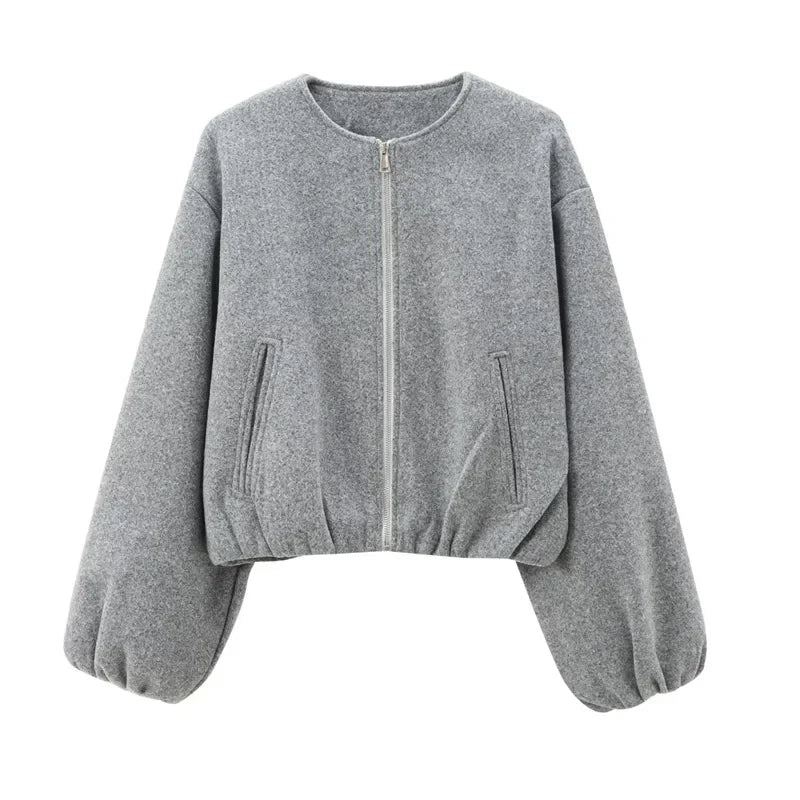 Women’s Casual Zip Up Cropped Jacket