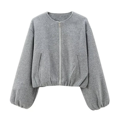 Women’s Casual Zip Up Cropped Jacket