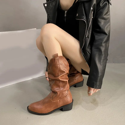 Slouchy Leather Knee High Boots