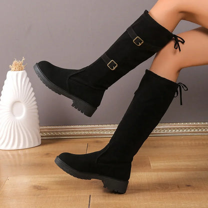 Dana | Women's Knee-High Boots with Buckle and Laces