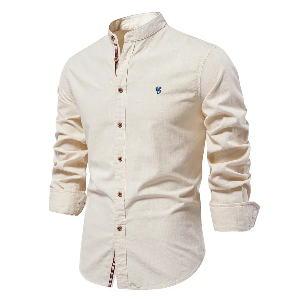 Rollán | Camisa de manga larga con cuello mandarín 
