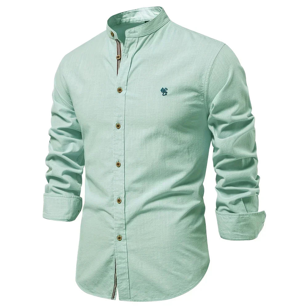 Rollán | Camisa de manga larga con cuello mandarín 