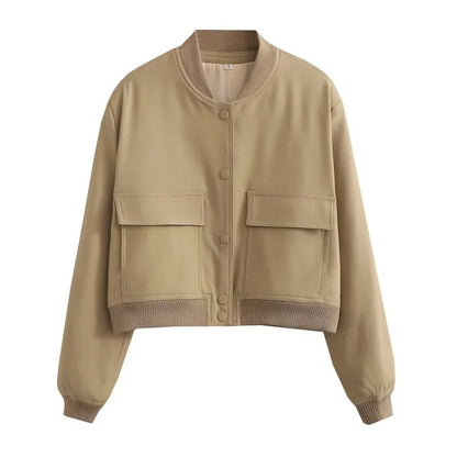 Clara | Chaqueta bomber informal con bolsillo frontal para mujer