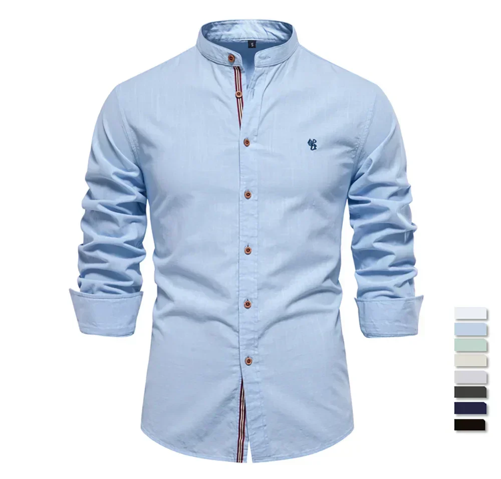 Rollán | Camisa de manga larga con cuello mandarín 