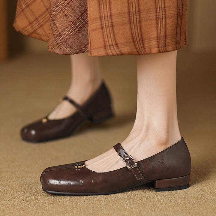 Women’s Spring Strap Real Leather Ballet Flats
