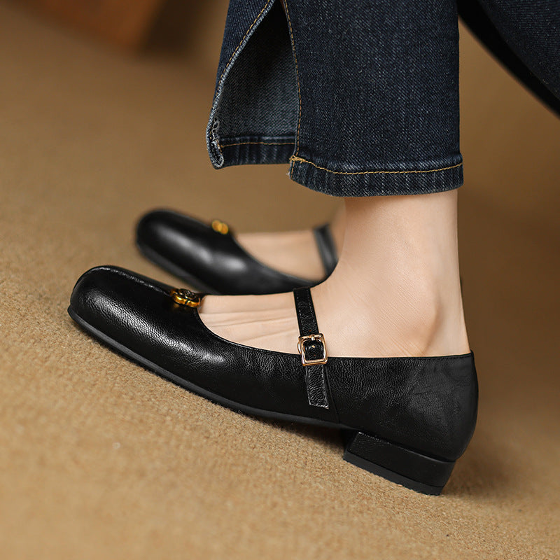 Women’s Spring Strap Real Leather Ballet Flats