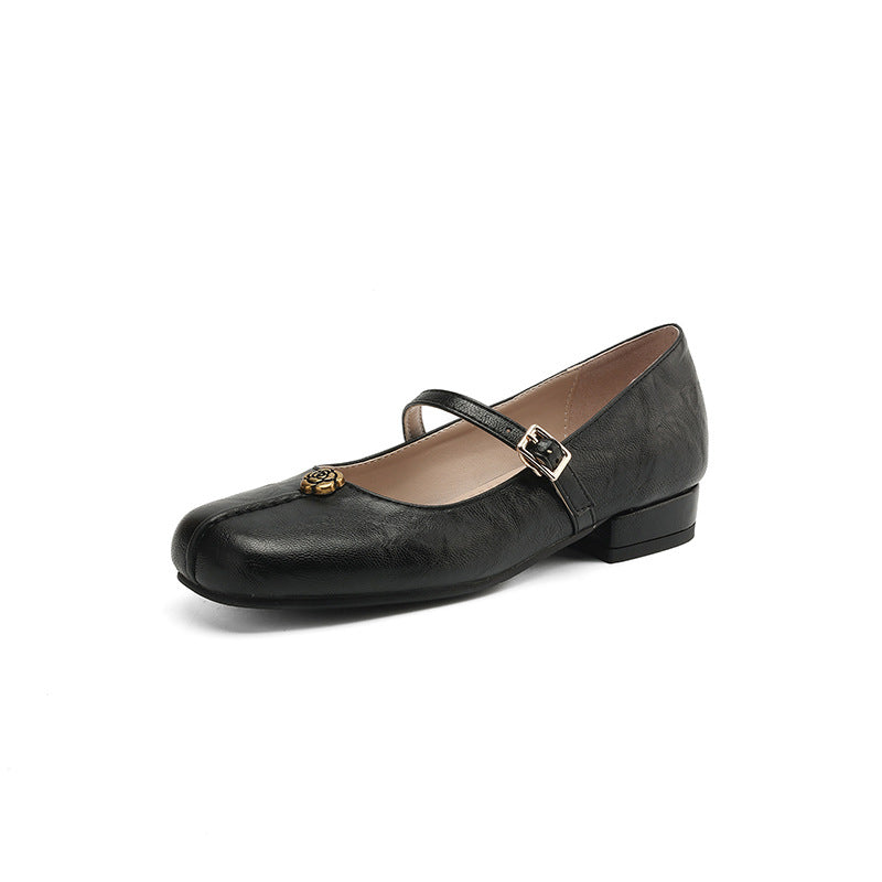 Women’s Spring Strap Real Leather Ballet Flats