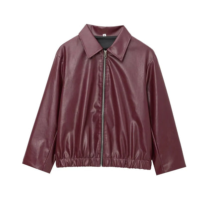 Harper | Women's Faux Leather Bomber Jacket
