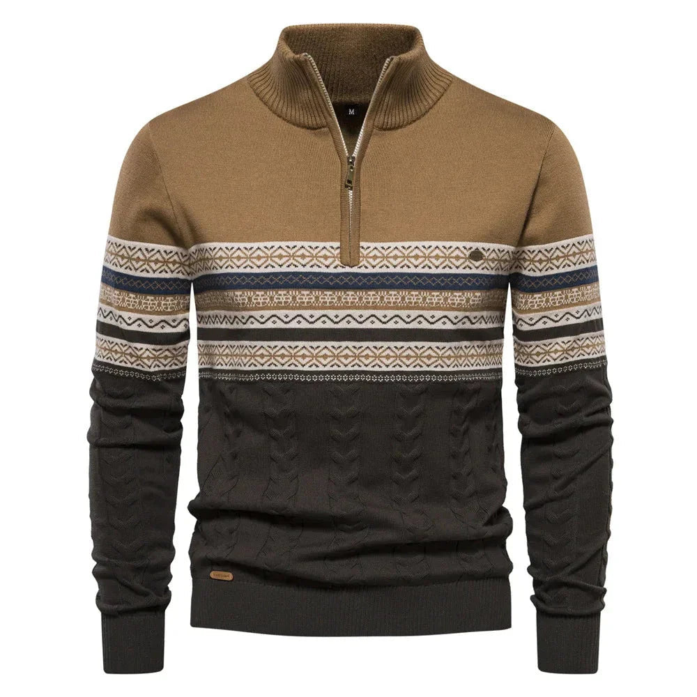 Henry™ - Elegante suéter Fair Isle con media cremallera