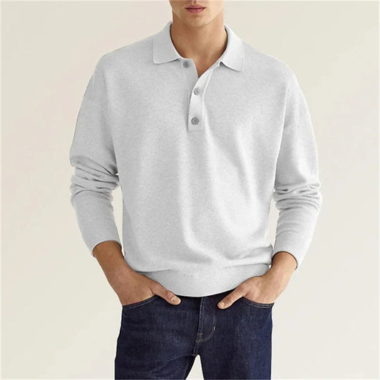 Clyde | Men’s Long Sleeve Casual Knit Polo Shirt