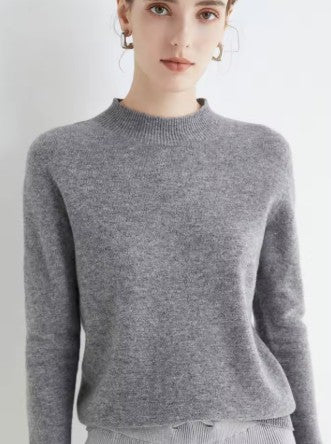 Comfortable Wool Sweater with High Collar