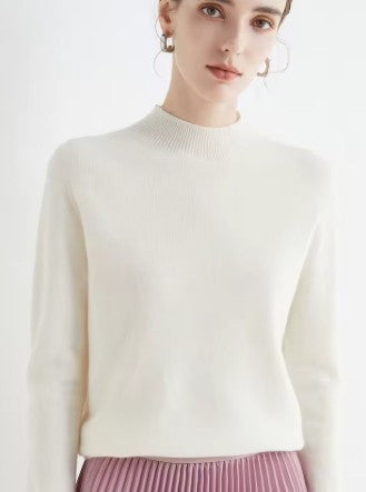 Comfortable Wool Sweater with High Collar