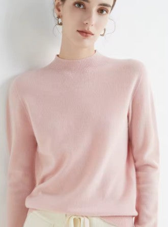Comfortable Wool Sweater with High Collar
