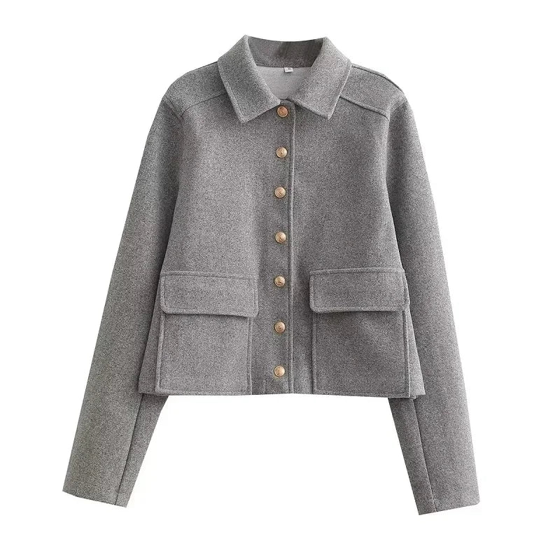 Women’s Button-Front Casual Jacket with Pockets