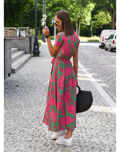 Tzahalit™ | Vestido floral de cuello en V elegante