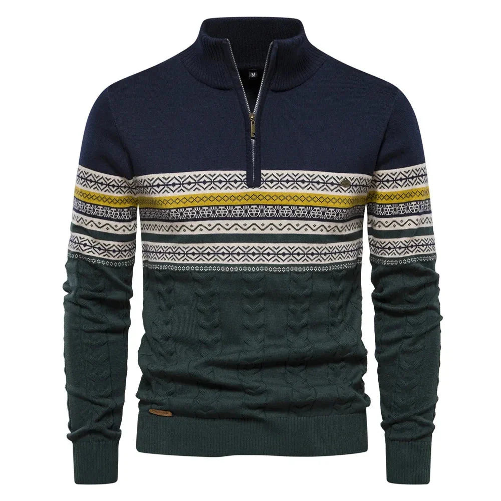 Henry™ - Elegante suéter Fair Isle con media cremallera