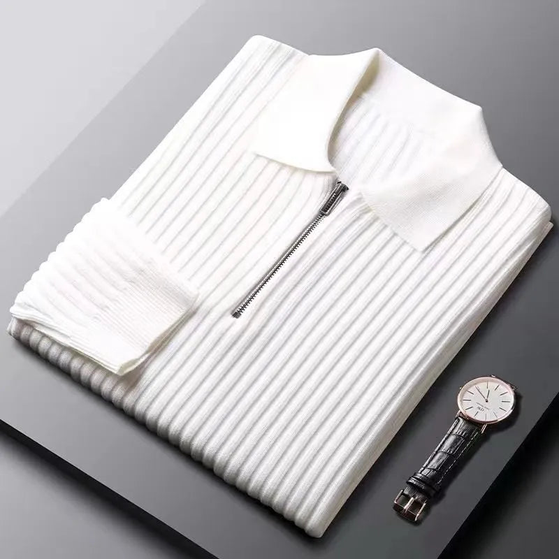 Stylish Ribbed Sweater for Men with Zip